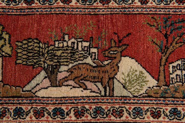 4' 2 x 6' 9 Hand Knotted Kashan Persian Wool Rug