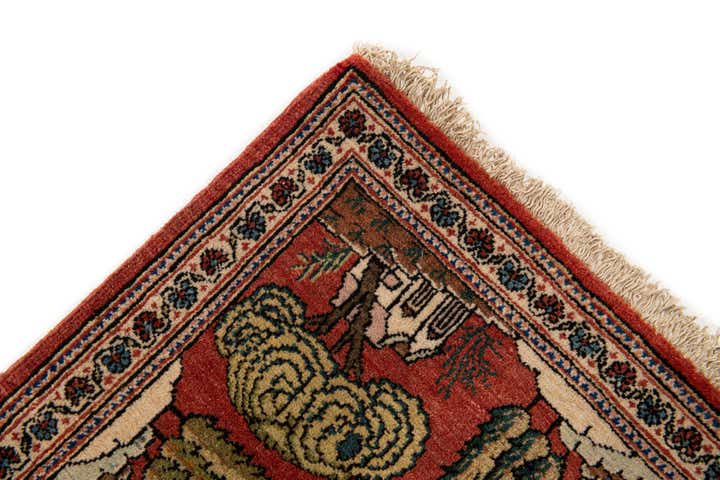 4' 2 x 6' 9 Hand Knotted Kashan Persian Wool Rug