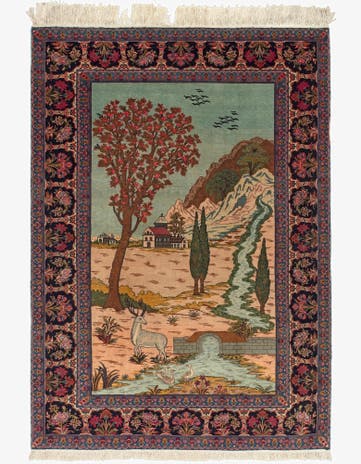 4' 8 x 6' 7 Kashan Wool Rug