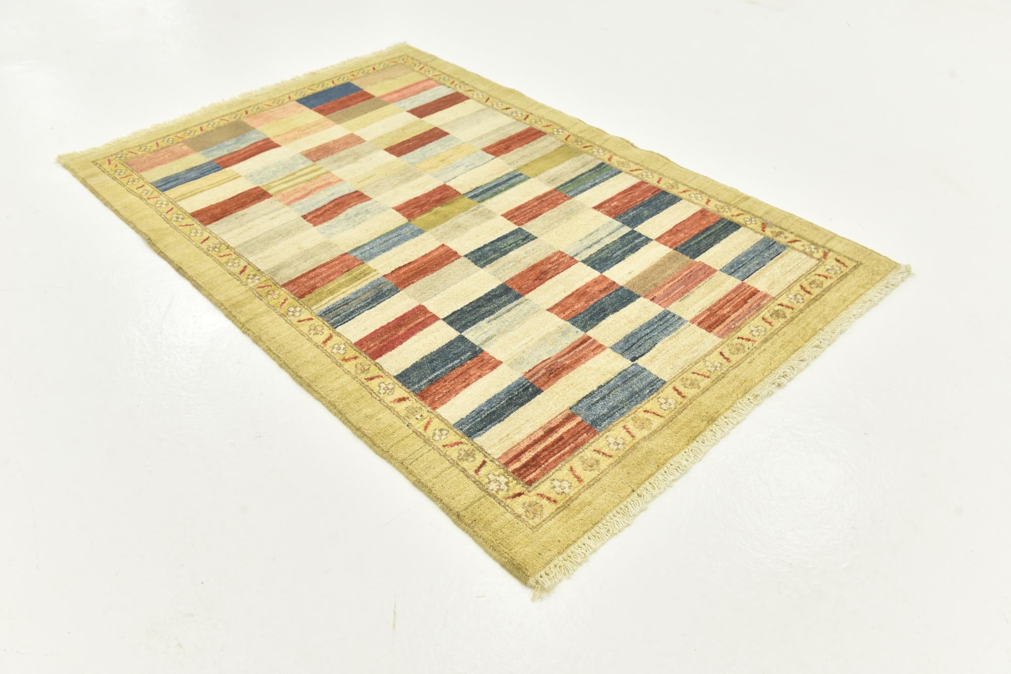 3' 4 x 5' Hand Knotted Kashkuli Gabbeh Wool Rug