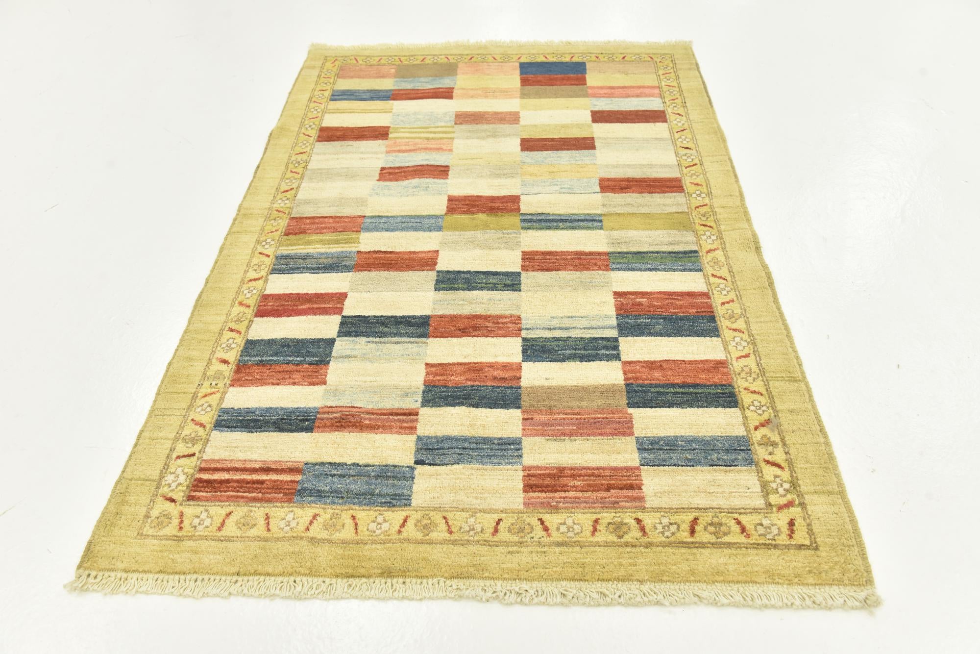 3' 4 x 5' Hand Knotted Kashkuli Gabbeh Wool Rug
