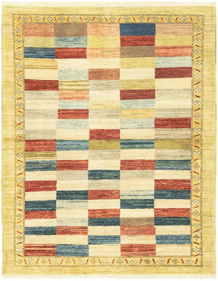 Detail image of 3' 4 x 5' Hand Knotted Kashkuli Gabbeh Wool Rug