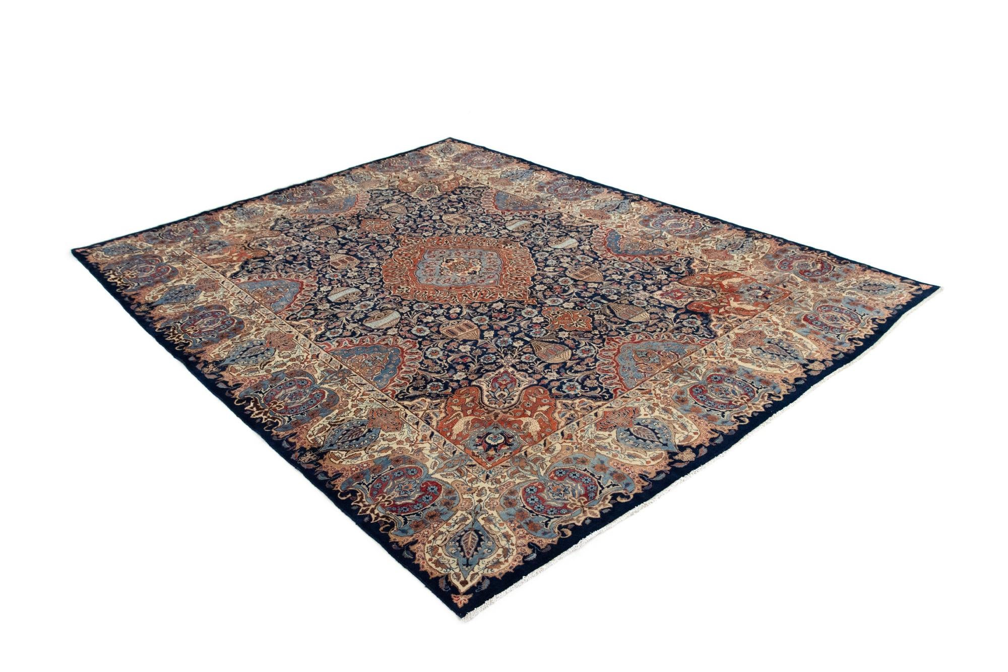 9' 8 x 12' 8 Hand Knotted Kashmar Persian Wool Rug