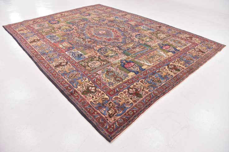 Detail image of 9' 7 x 12' 9 Hand Knotted Kashmar Persian Wool Rug