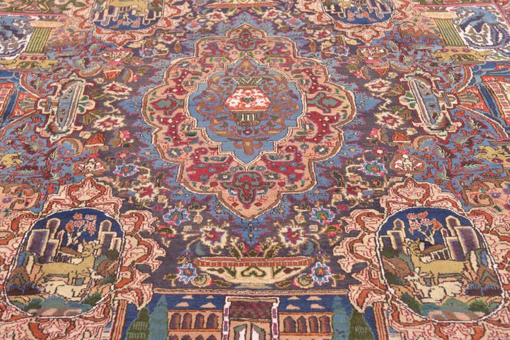 Detail image of 9' 7 x 12' 9 Hand Knotted Kashmar Persian Wool Rug