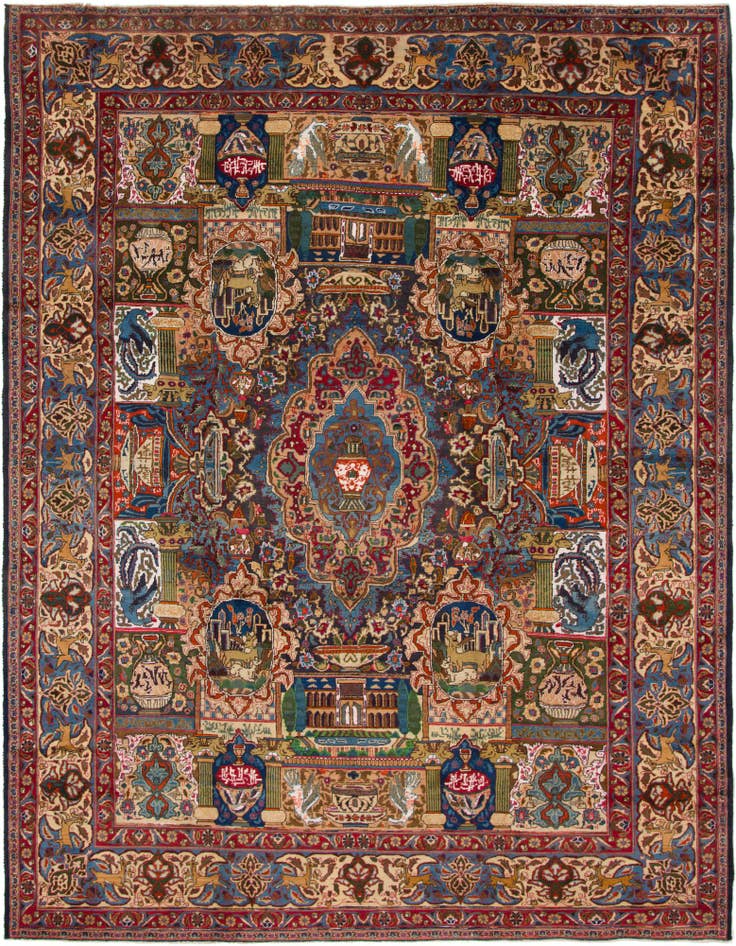 Detail image of 9' 7 x 12' 9 Hand Knotted Kashmar Persian Wool Rug
