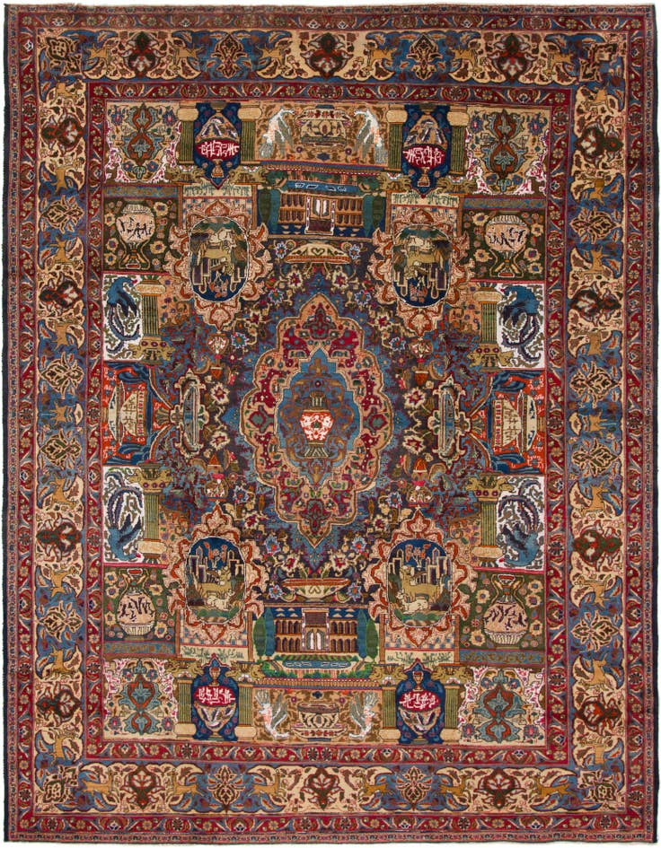 Detail image of 9' 7 x 12' 9 Hand Knotted Kashmar Persian Wool Rug