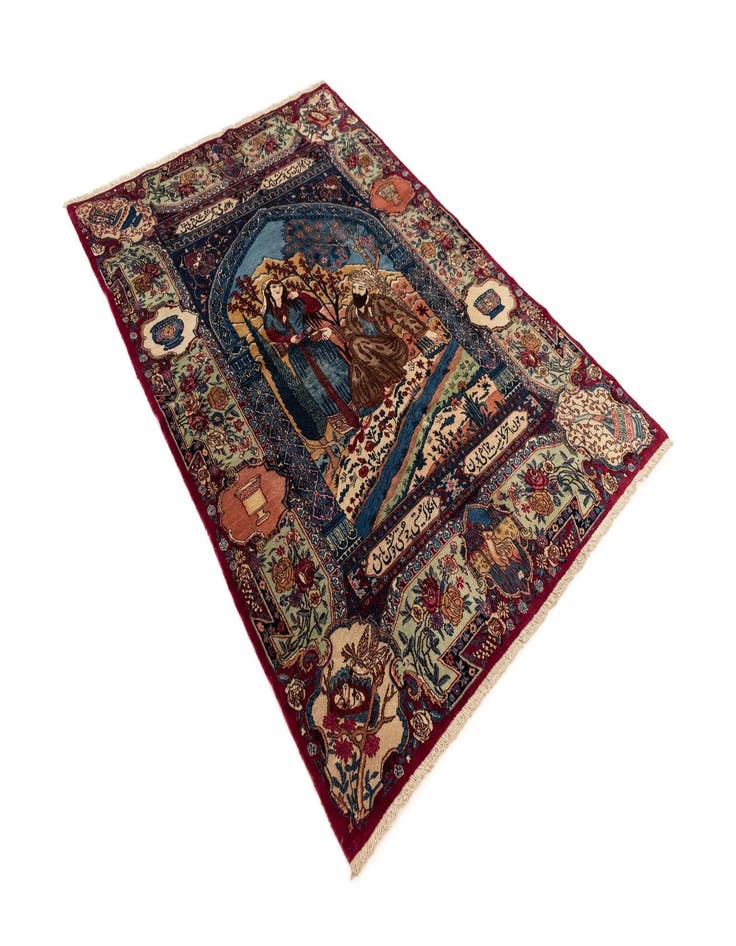 Detail image of 4' 11 x 7' 3 Kashmar with Silk Wool Rug