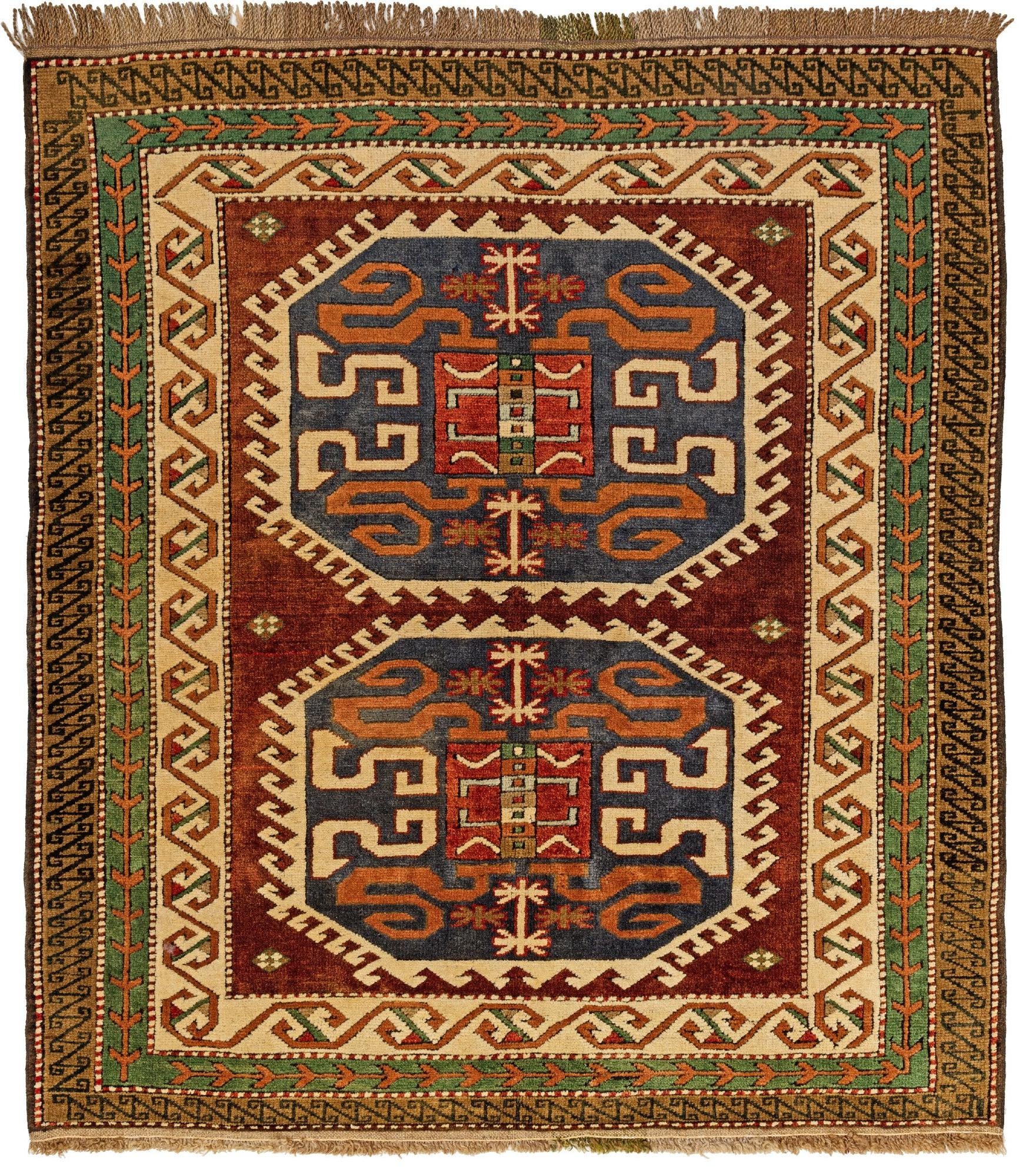 4' 2 x 4' 10 Hand Knotted Kazak Rug