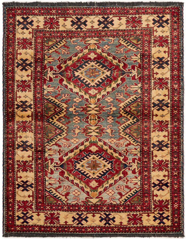 Detail image of 4' 3 x 5' 3 Hand Knotted Kazak Wool Rug