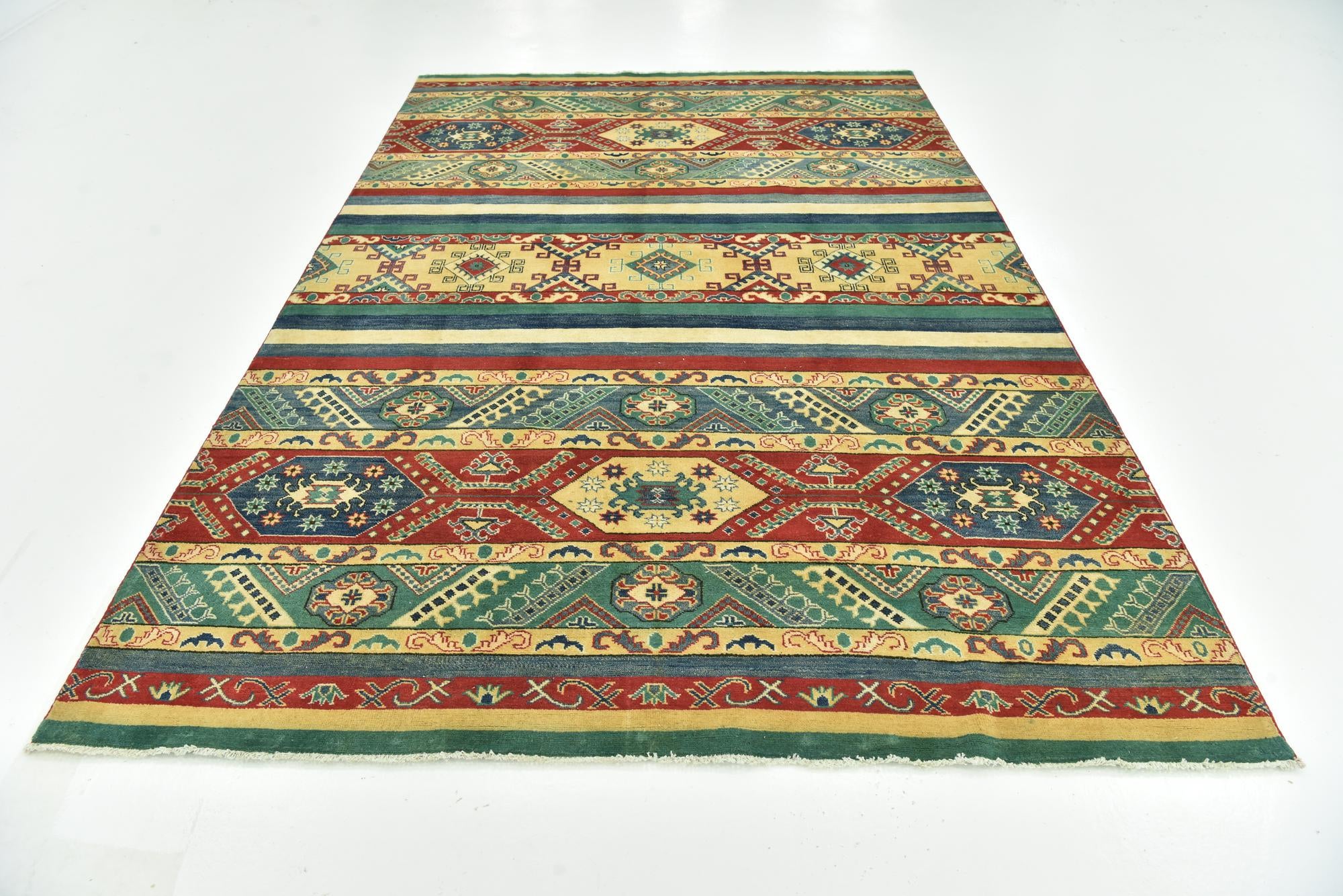 6' 8 x 9' 9 Hand Knotted Kazak Rug