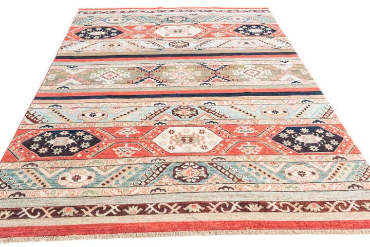 6' x 9' 2 Hand Knotted Kazak Rug