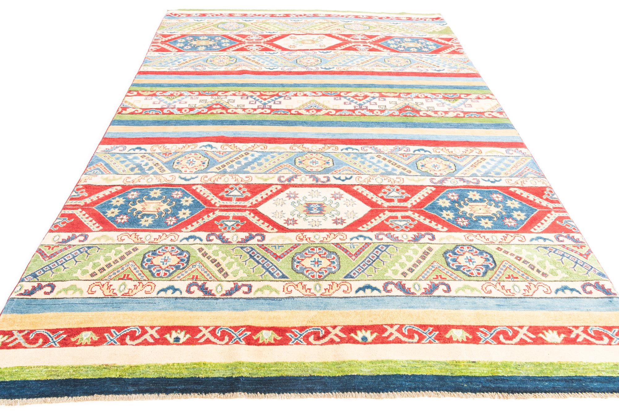 6' 7 x 9' 8 Hand Knotted Kazak Rug