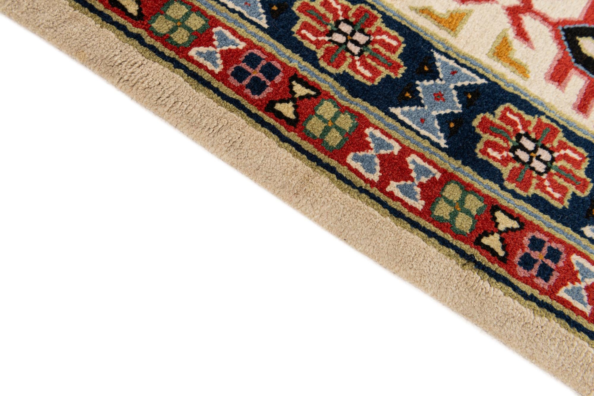 6' 7 x 9' 10 Hand Knotted Kazak Rug