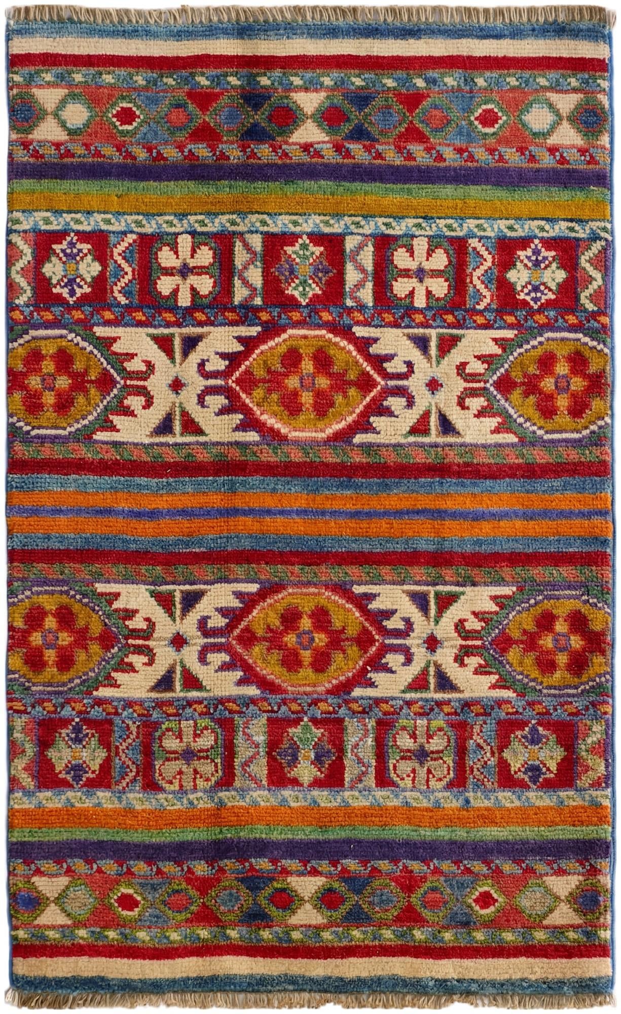 1' 11 x 3' Hand Knotted Kazak Rug