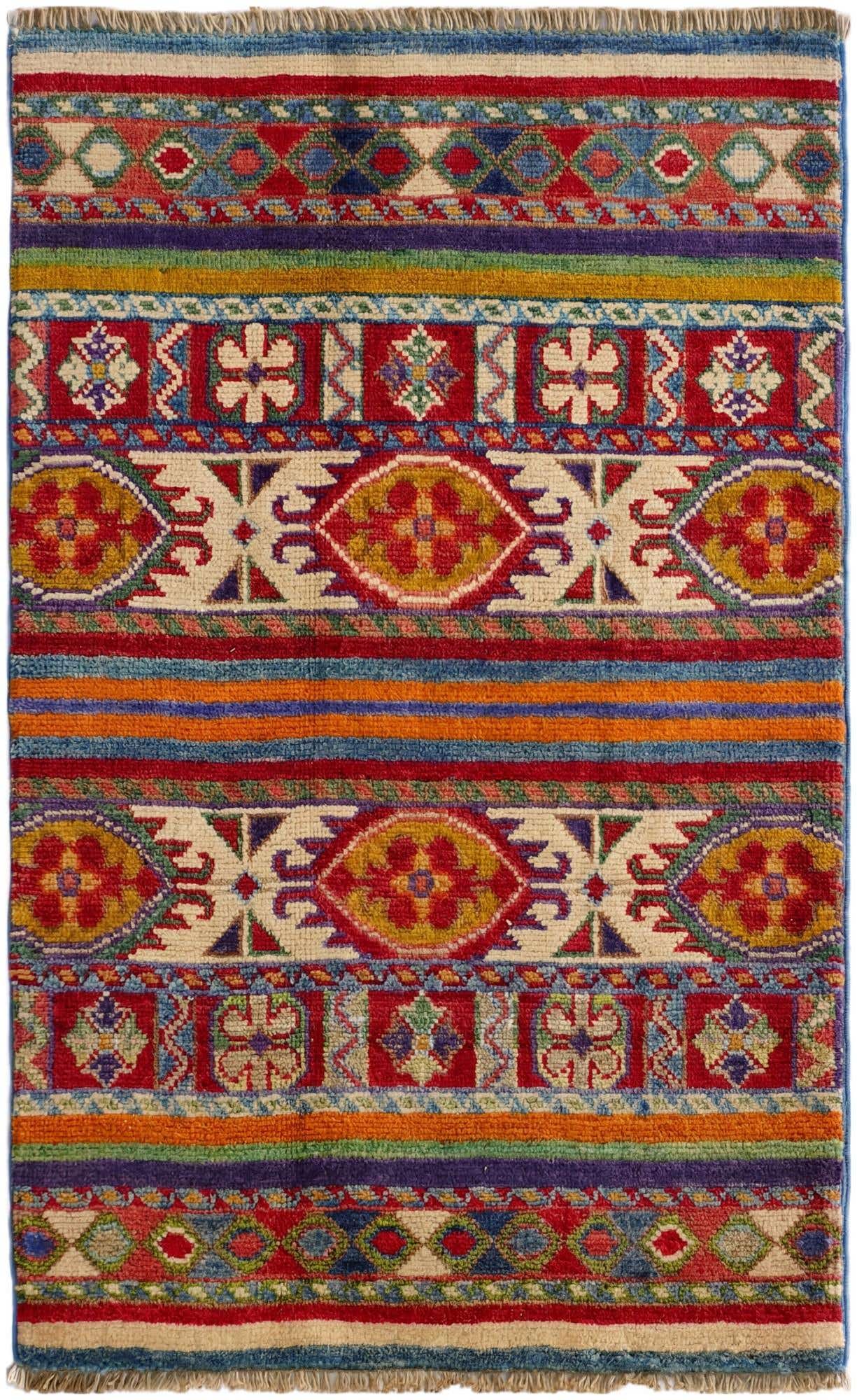 1' 11 x 3' Hand Knotted Kazak Rug