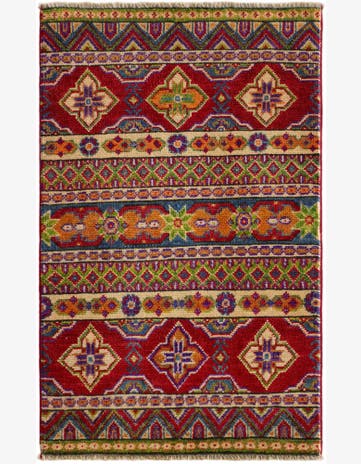 2' x 3' 2 Hand Knotted Kazak Rug