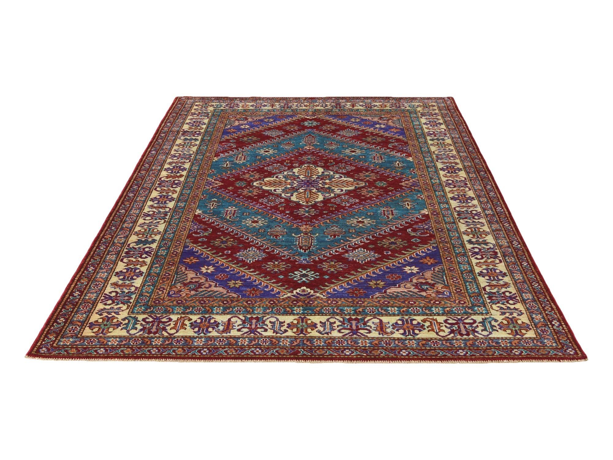 5' 9 x 8' Hand Knotted Kazak Rug