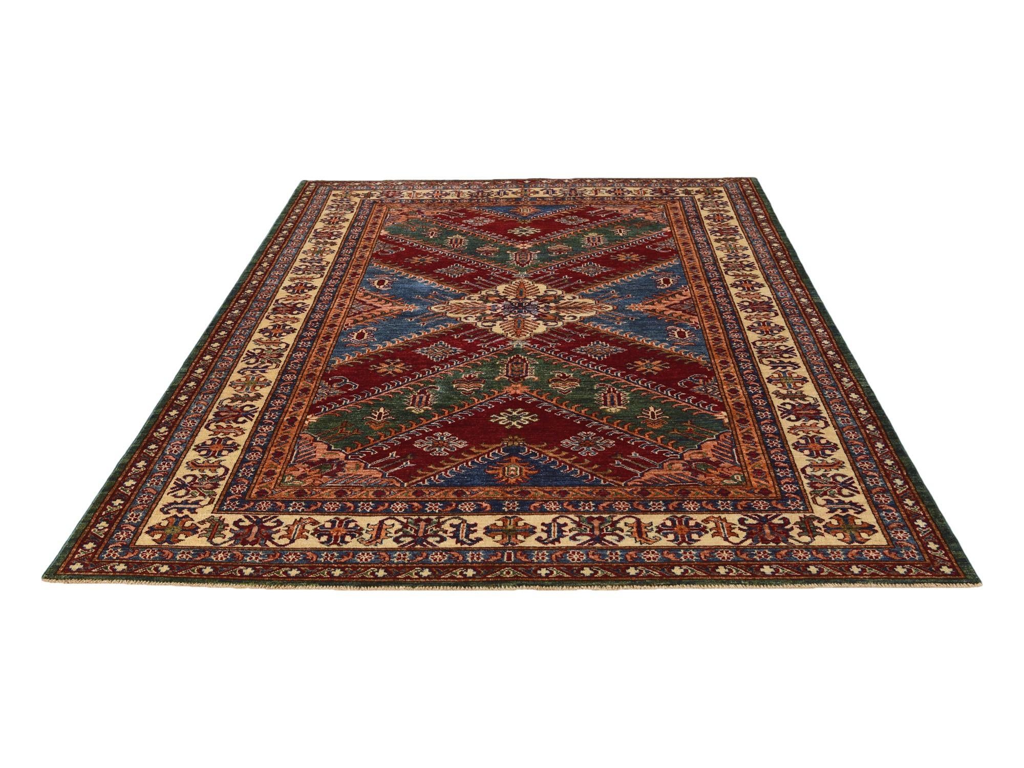 5' 9 x 7' 10 Hand Knotted Kazak Rug