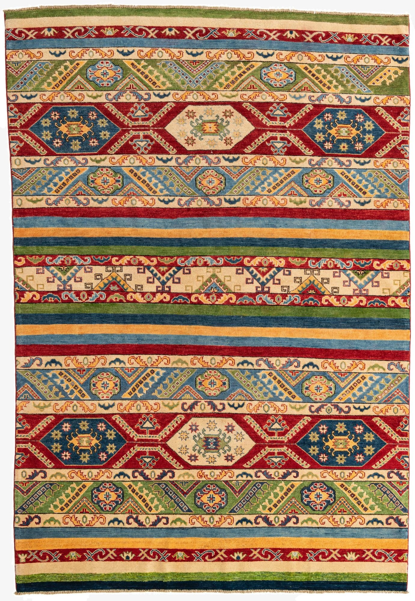 6' 7 x 9' 8  Hand Knotted Kazak Rug