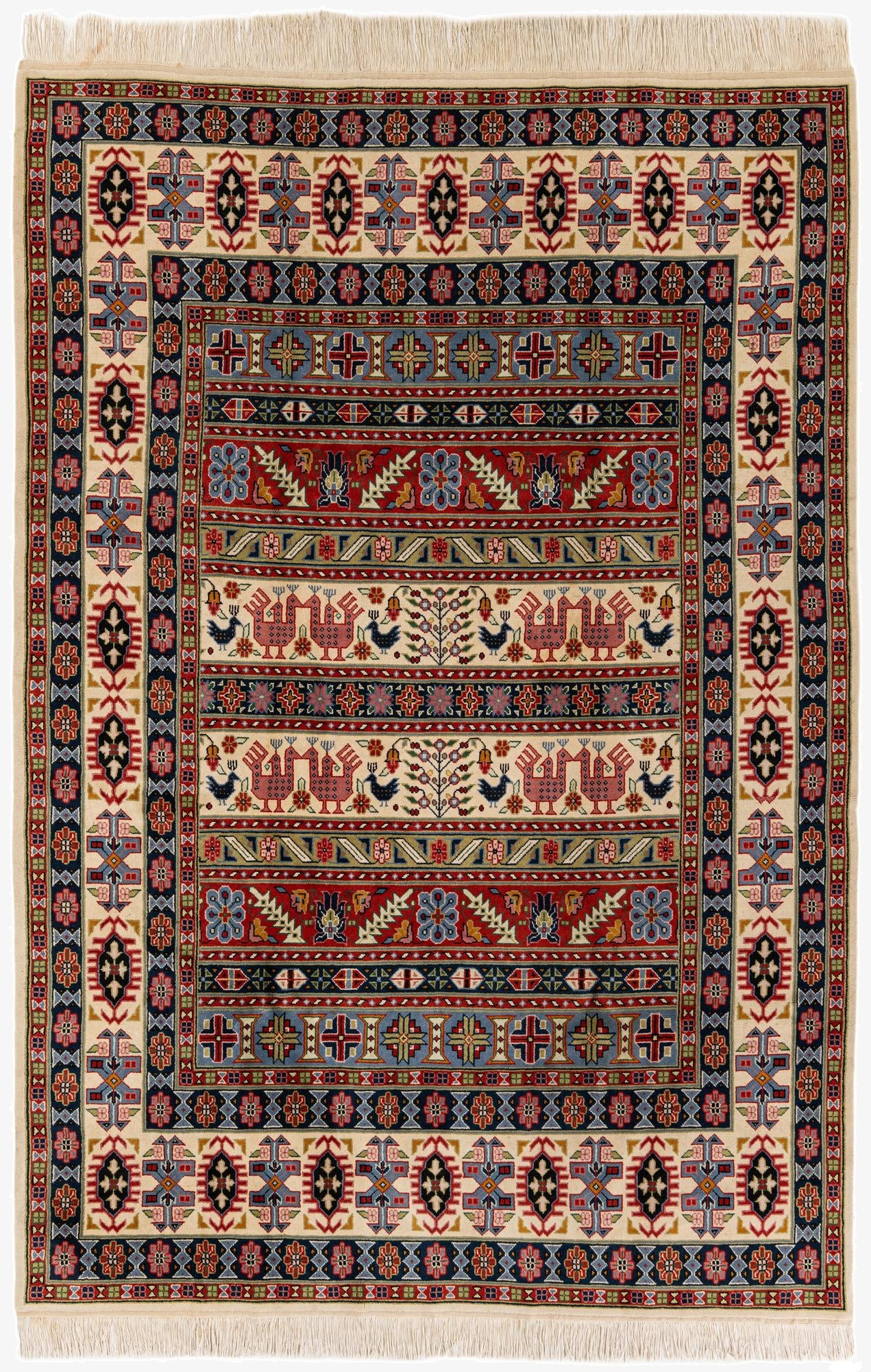 6' 7 x 9' 10  Hand Knotted Kazak Rug