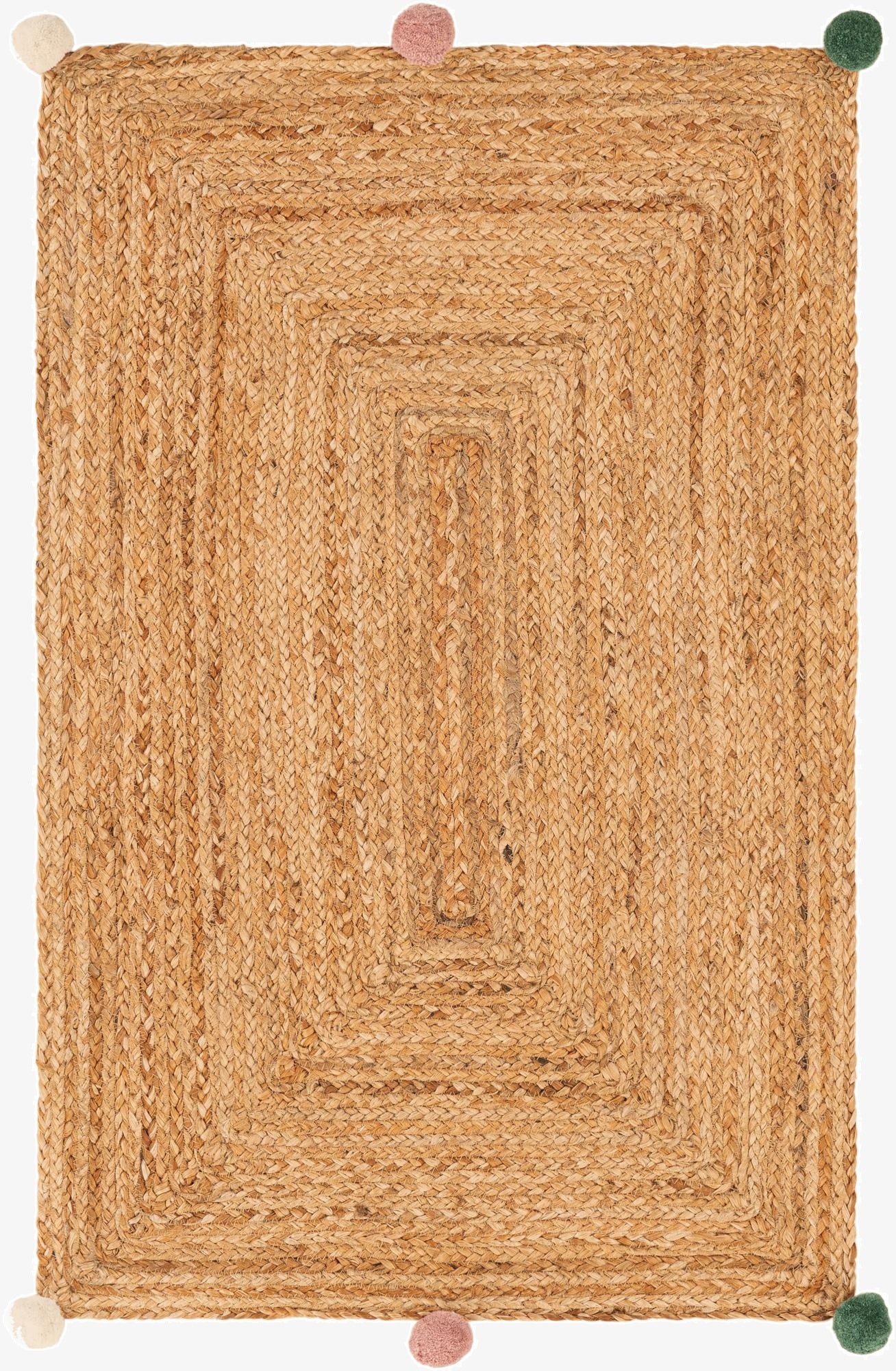 2' x 3' 1  Hand Braided Kids Braided Jute Rug