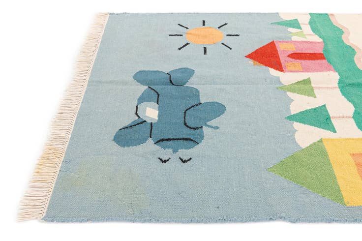 Detail image of 4' x 5' 9 Hand Knotted Kilim Dhurrie Wool Rug