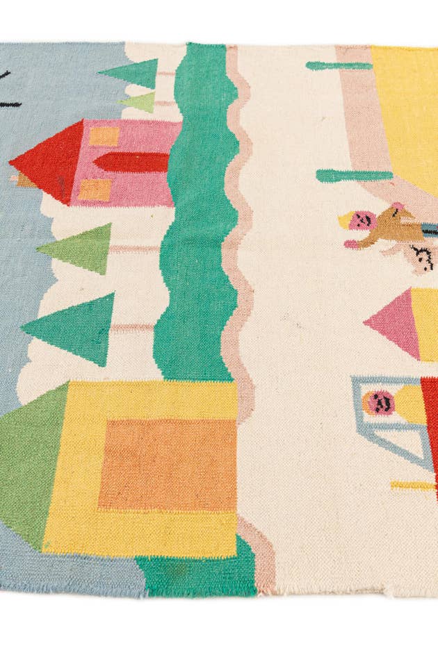 Detail image of 4' x 5' 9 Hand Knotted Kilim Dhurrie Wool Rug