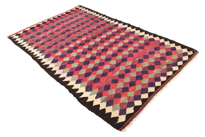 4' 8 x 7' 8 Hand Woven Kilim Fars Wool Rug
