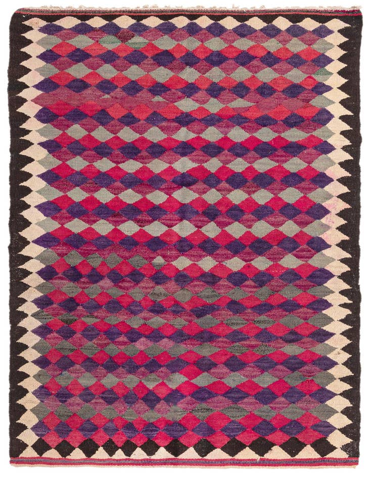 Detail image of 4' 8 x 7' 8 Hand Woven Kilim Fars Wool Rug