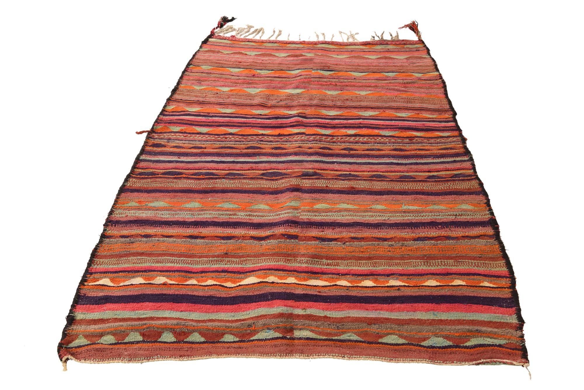 4' 5 x 7' 3 Hand Woven Kilim Fars Wool Rug