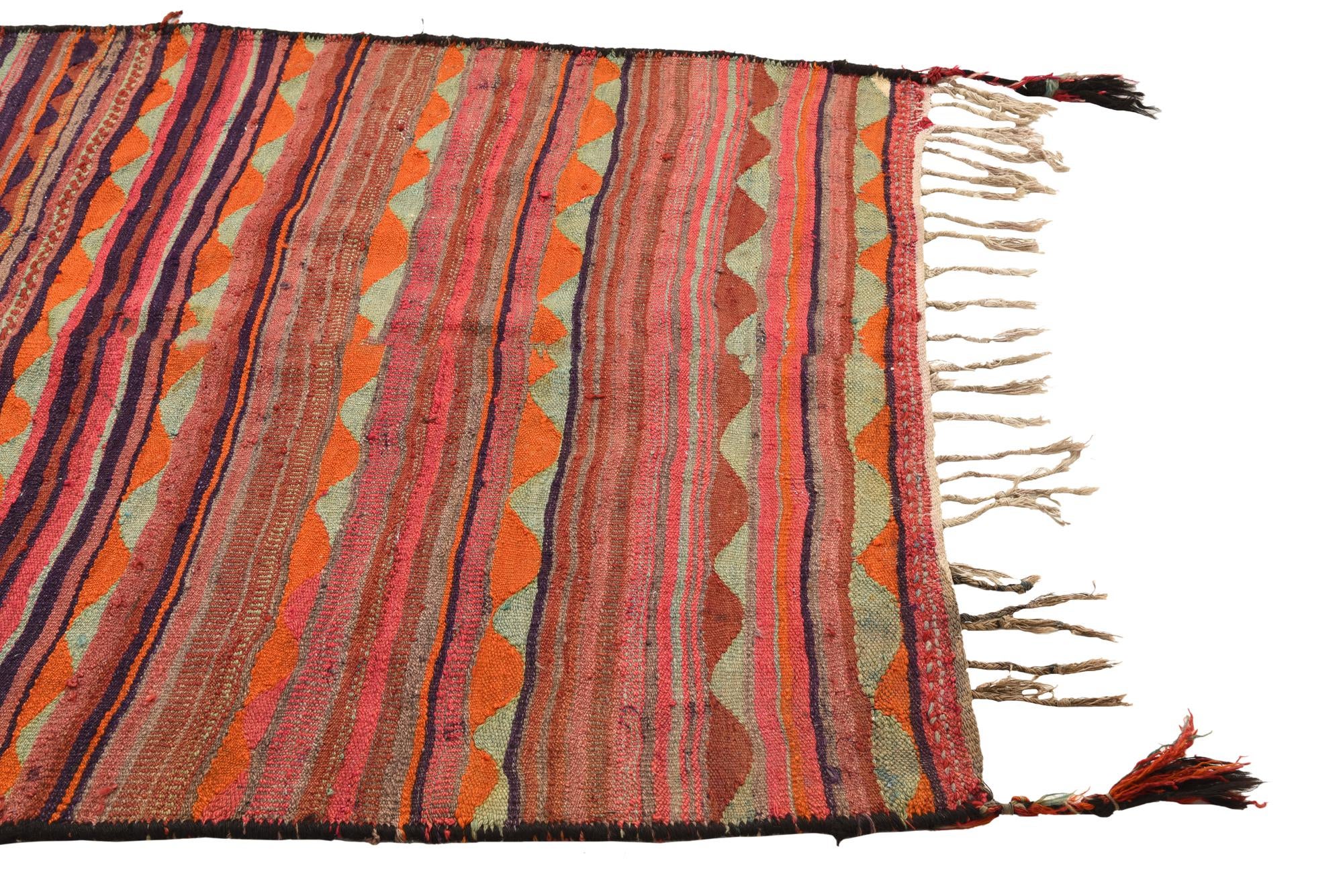 4' 5 x 7' 3 Hand Woven Kilim Fars Wool Rug
