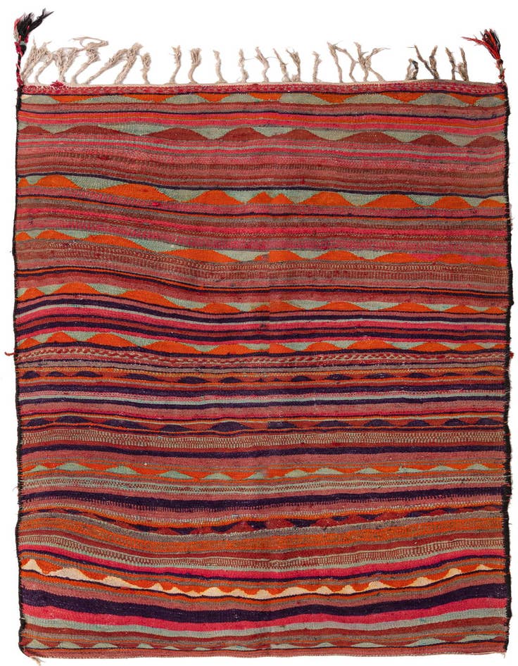 Detail image of 4' 5 x 7' 3 Hand Woven Kilim Fars Wool Rug