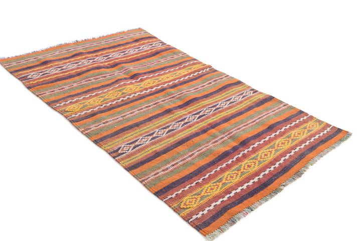 3' 7 x 6' 3 Hand Knotted Kilim Fars Persian Wool Rug