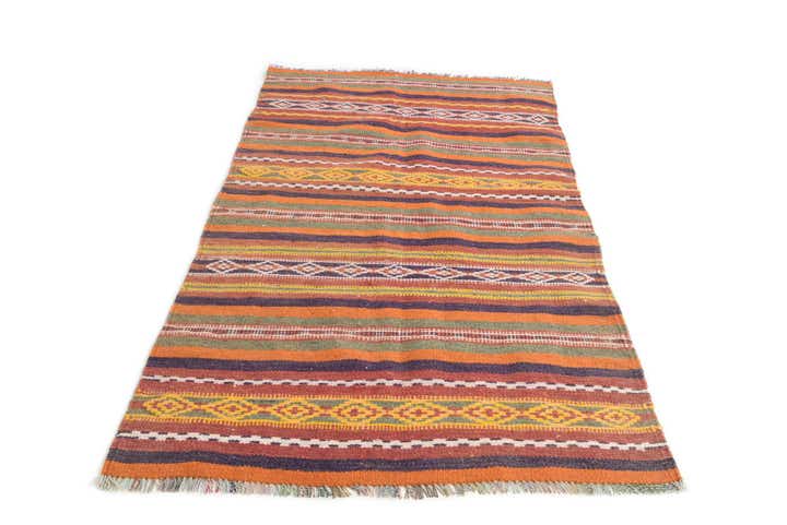 3' 7 x 6' 3 Hand Knotted Kilim Fars Persian Wool Rug