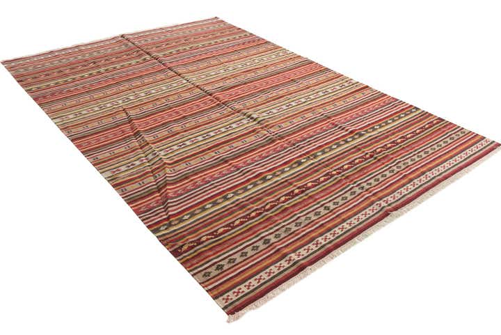 6' 8 x 9' 9 Hand Woven Kilim Fars Wool Rug