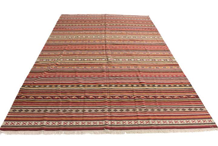 6' 8 x 9' 9 Hand Woven Kilim Fars Wool Rug