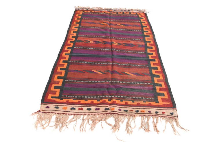 Detail image of 3' 8 x 6' 9 Hand Woven Kilim Fars Wool Rug