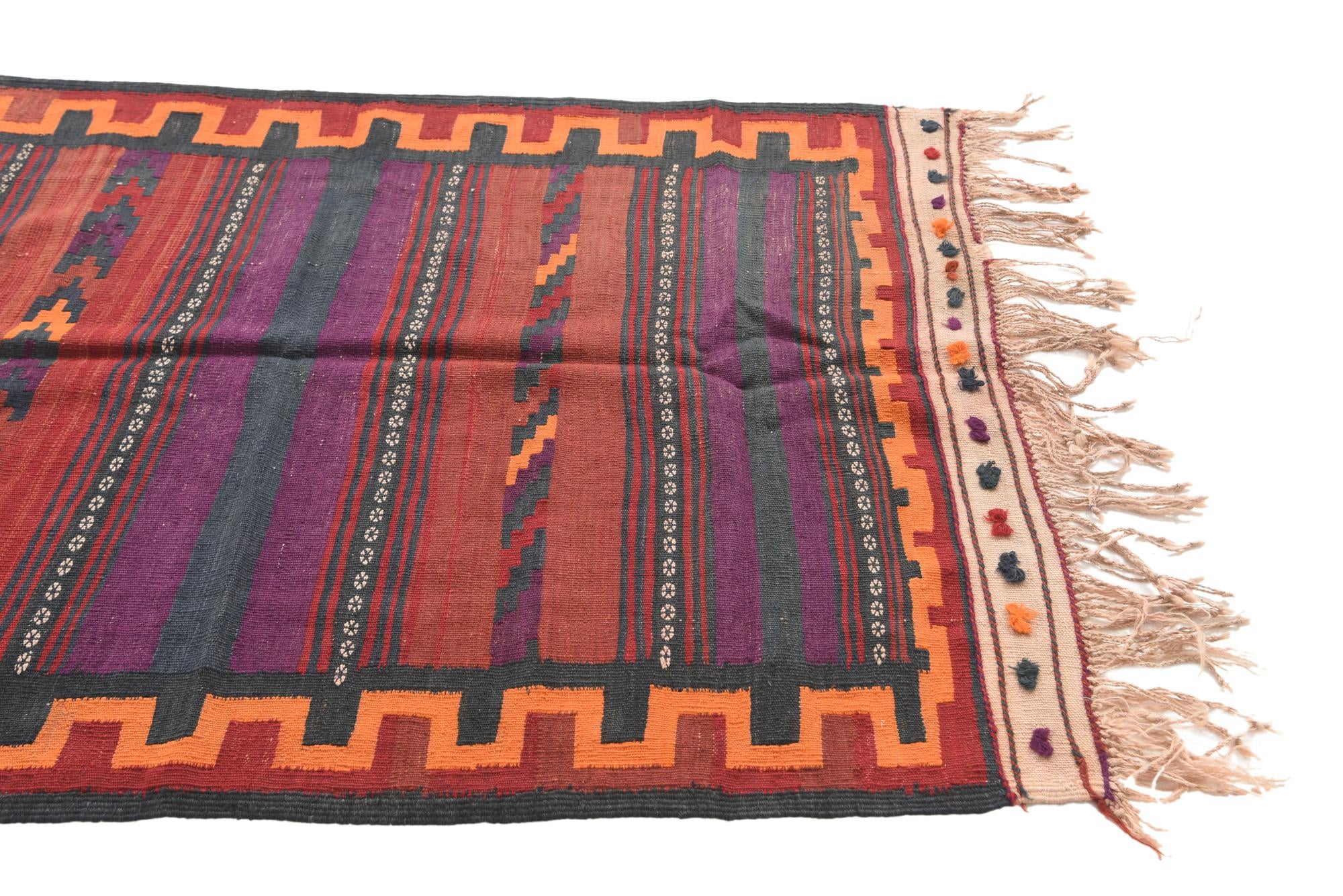 3' 8 x 6' 9 Hand Woven Kilim Fars Wool Rug