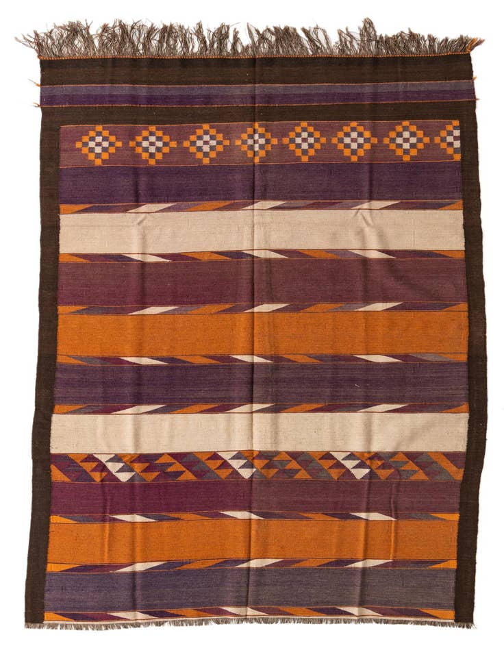 Detail image of 5' 4 x 9' 5 Hand Woven Kilim Fars Wool Rug