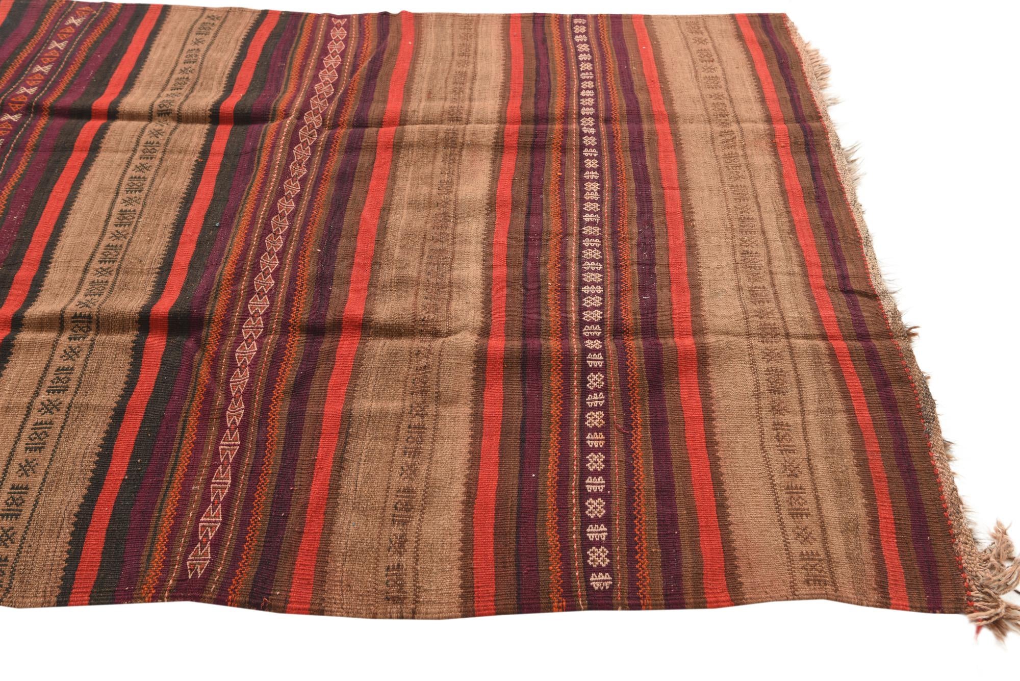 4' 6 x 8' 9 Hand Woven Kilim Fars Wool Rug