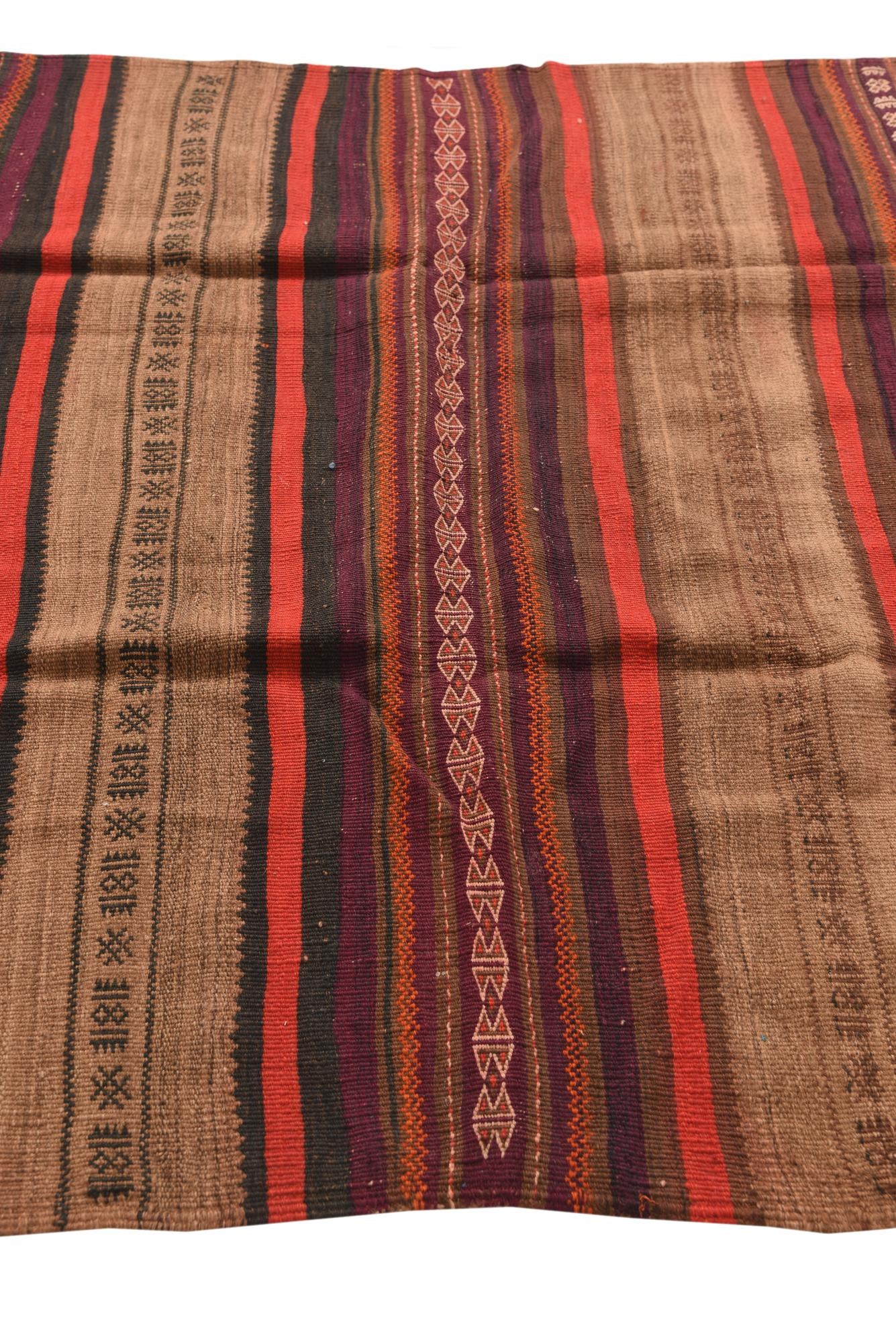 4' 6 x 8' 9 Hand Woven Kilim Fars Wool Rug