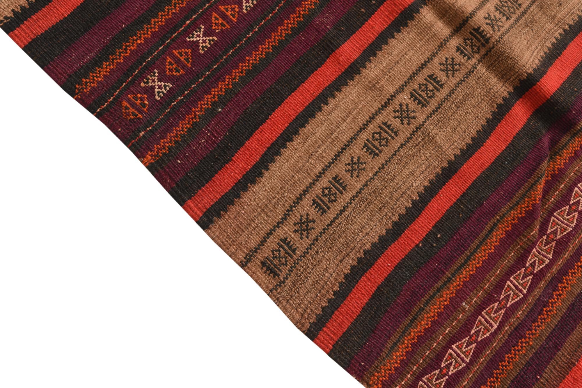 4' 6 x 8' 9 Hand Woven Kilim Fars Wool Rug