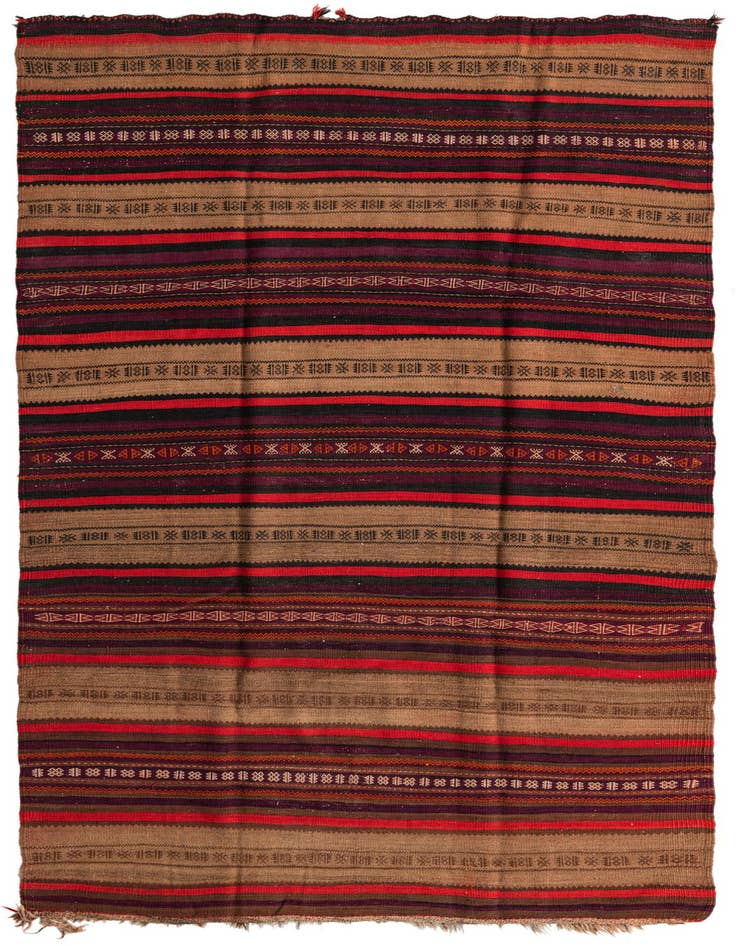 Detail image of 4' 6 x 8' 9 Hand Woven Kilim Fars Wool Rug