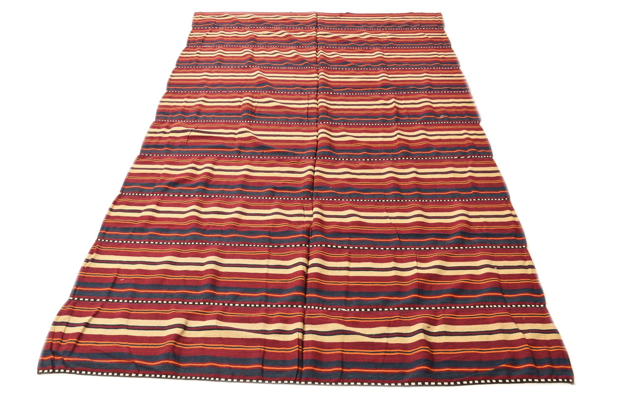 5' 7 x 9' 6 Hand Woven Kilim Fars Wool Rug