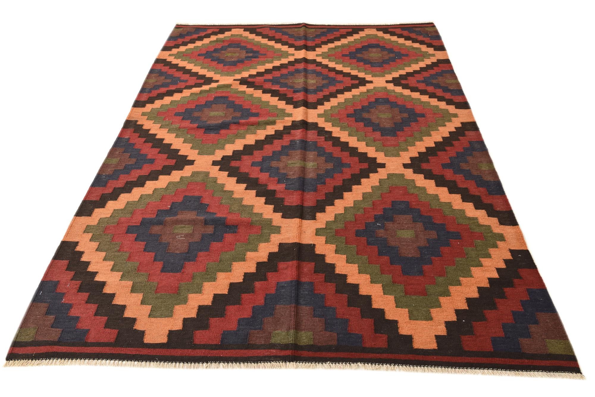 5' 3 x 8' Hand Woven Kilim Fars Wool Rug