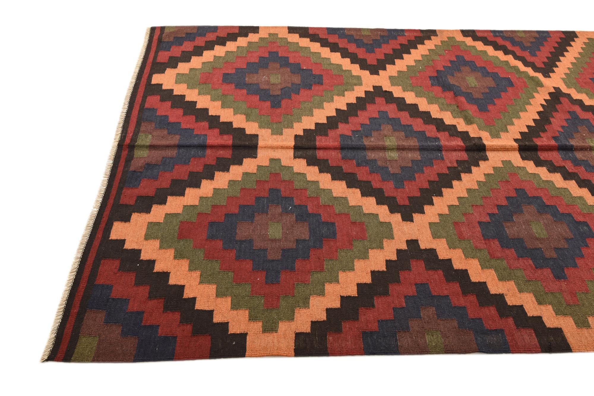 5' 3 x 8' Hand Woven Kilim Fars Wool Rug