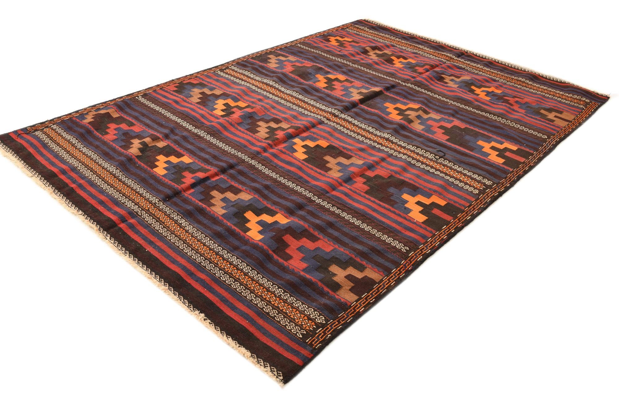 6' 8 x 10' 2 Hand Woven Kilim Fars Wool Rug