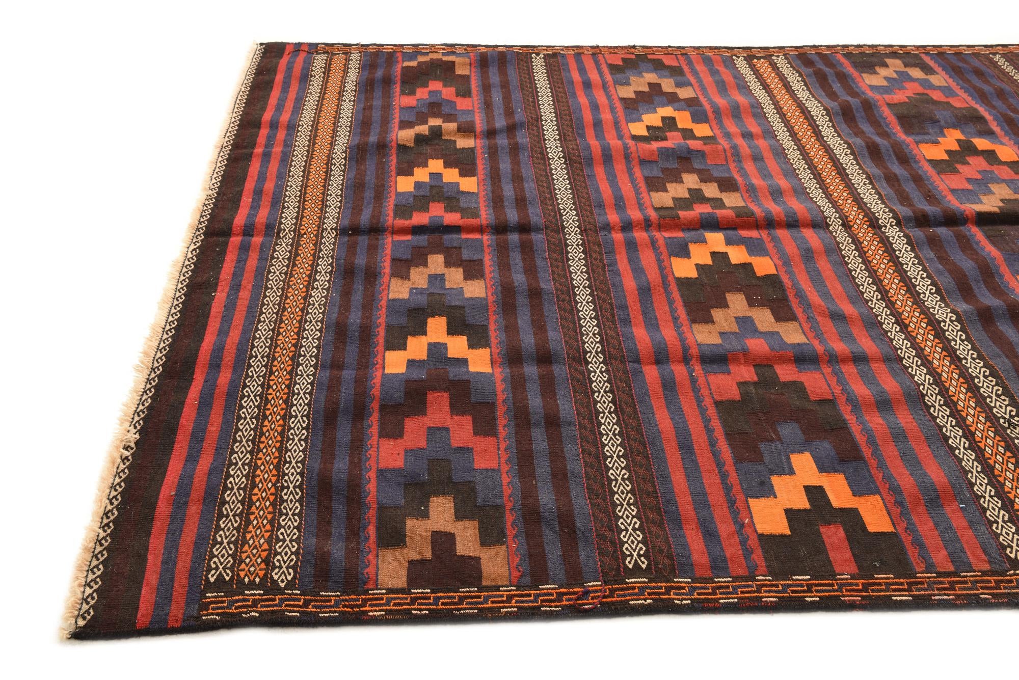 6' 8 x 10' 2 Hand Woven Kilim Fars Wool Rug