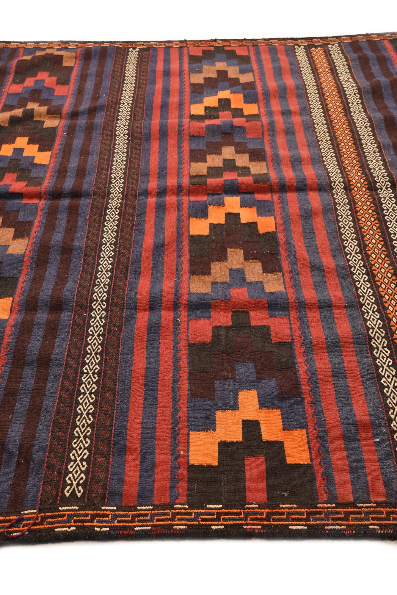 6' 8 x 10' 2 Hand Woven Kilim Fars Wool Rug